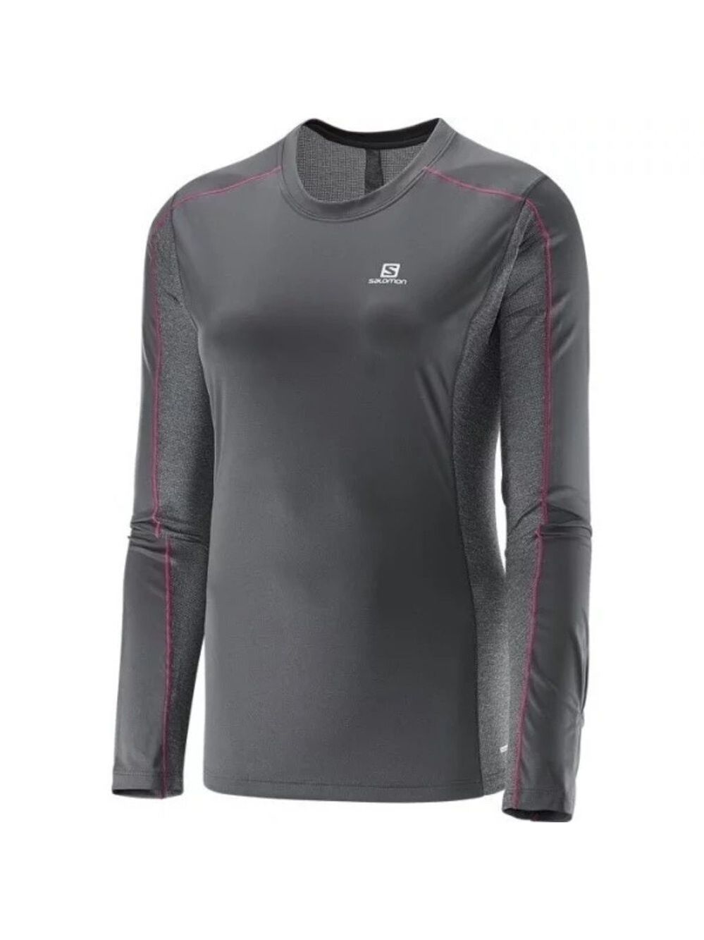 Salomon Agile Long Sleeve Women's Running T-Shirt Grey & Pink, size M